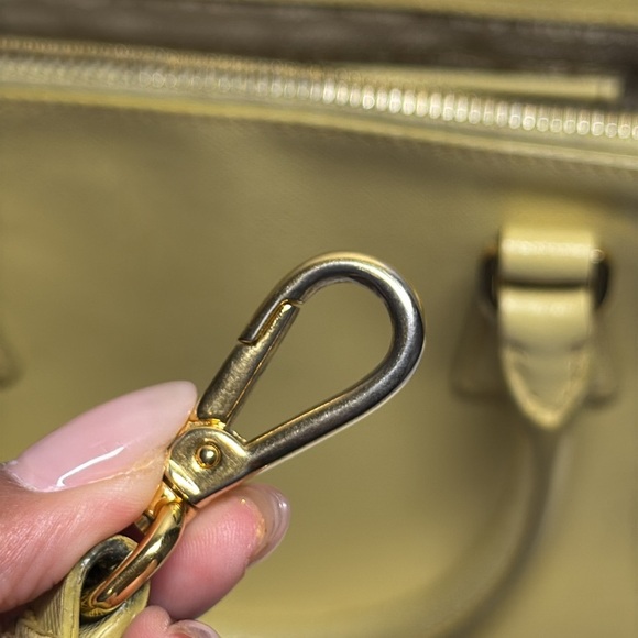 PRADA Saffiano Small Galleria Double Zip Tote Polline Color / Butter Yellow - Picture 12 of 16
